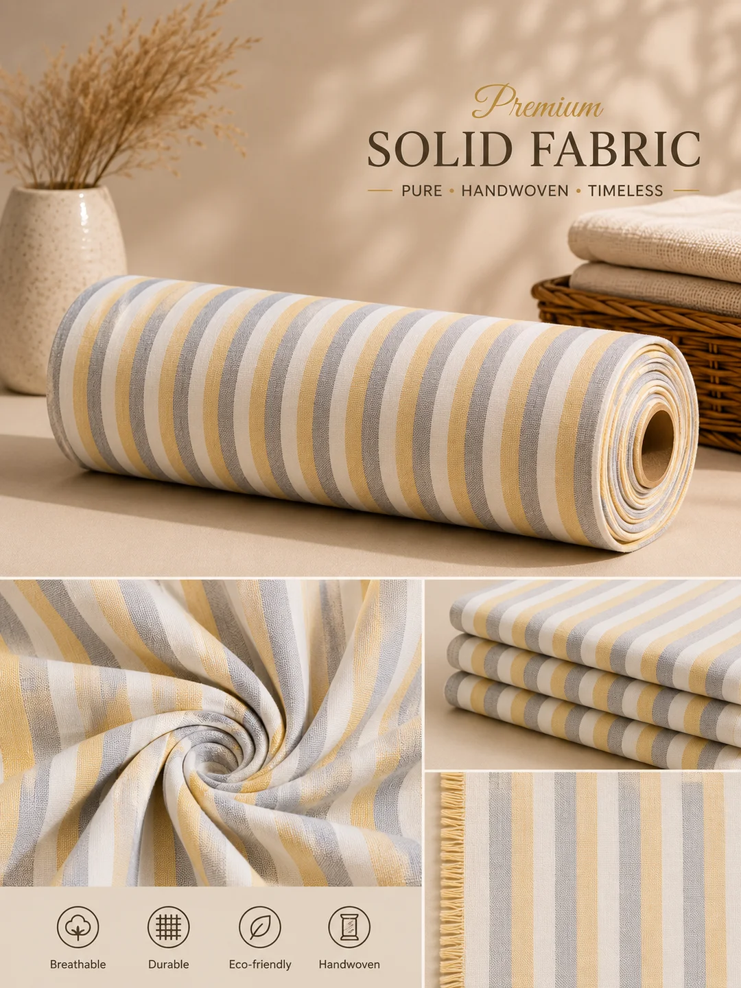 Khadi Cotton Mustard Yellow Fabric – 44 Inch Width Handloom Fabric