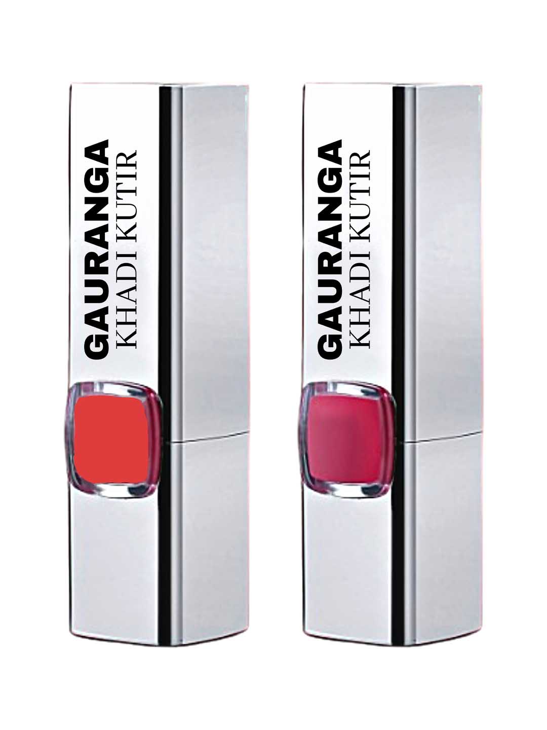 Gauranga Khadi Kutir Bee Wax Lipstick Set of 2 - Creamy Light Red and Matte Pink