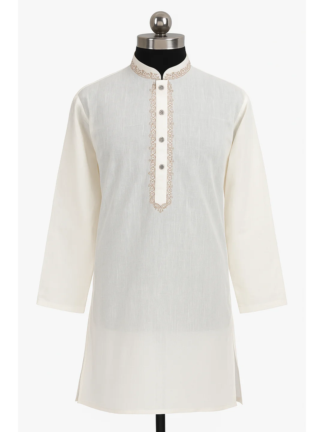 Khadi Cotton Embroidery Kurta Off white(D3)
