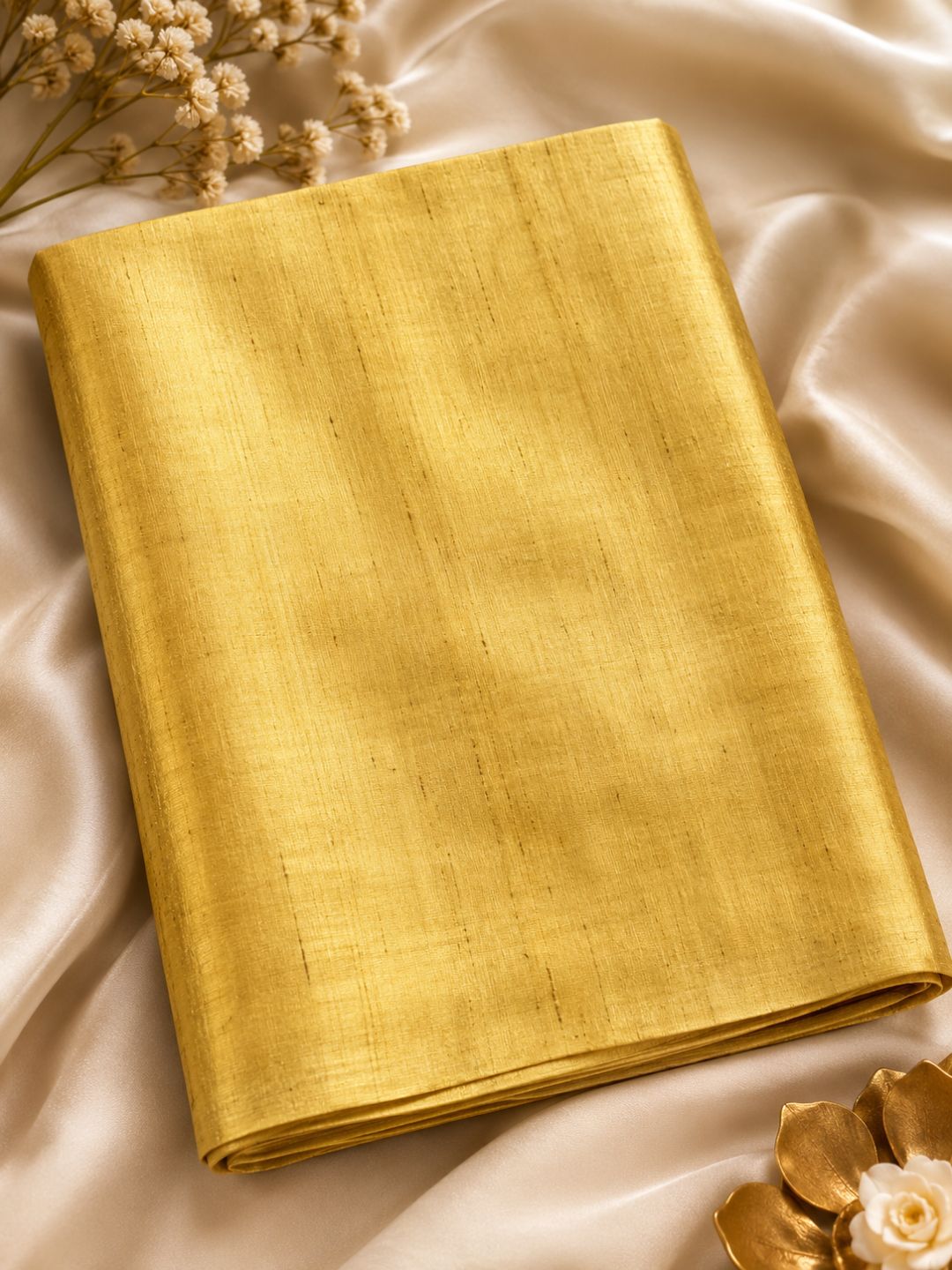 Resham Katiya Silk Handloom Fabric – Royal Mustard Gold (44 Inch Width)