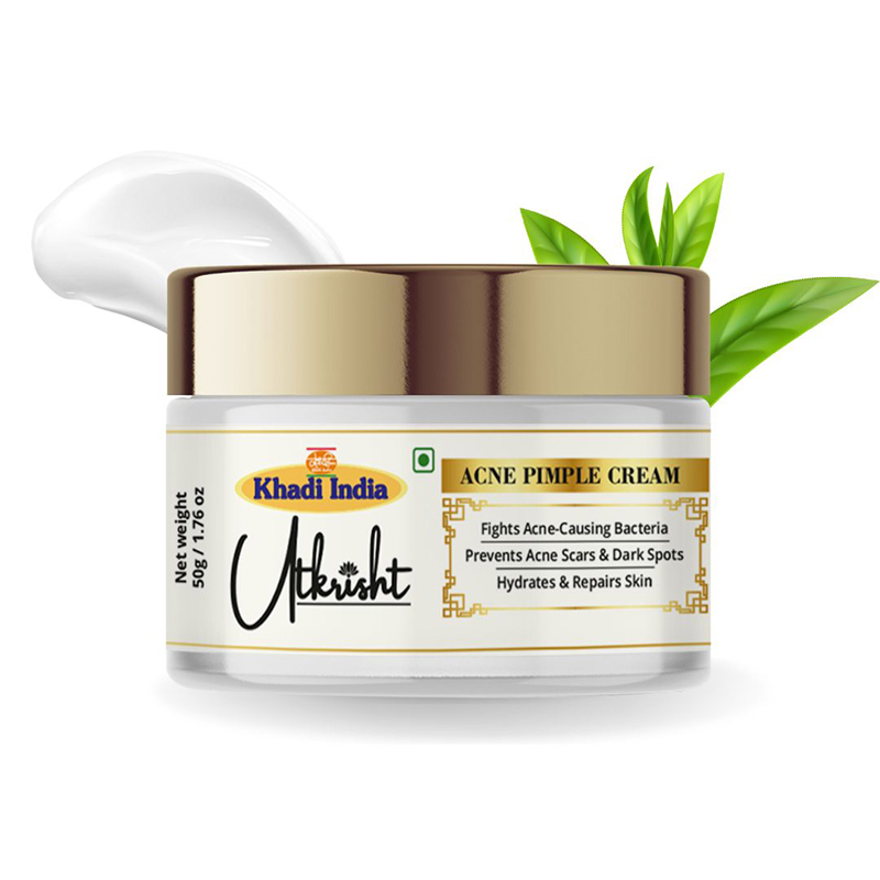 Utkrisht Khadi Anti Acne & Pimple Cream Daily Moisturizer for Active Breakout Prevention & Skin Repair- 50GM