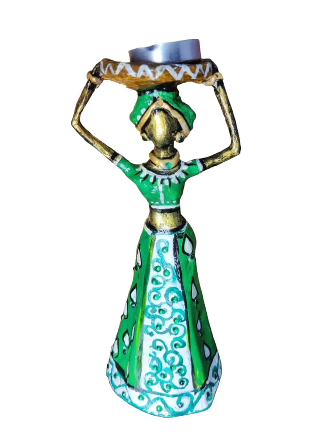 Handcrafted & Handpainted Paper Clay-African Doll Candle holder packof 2