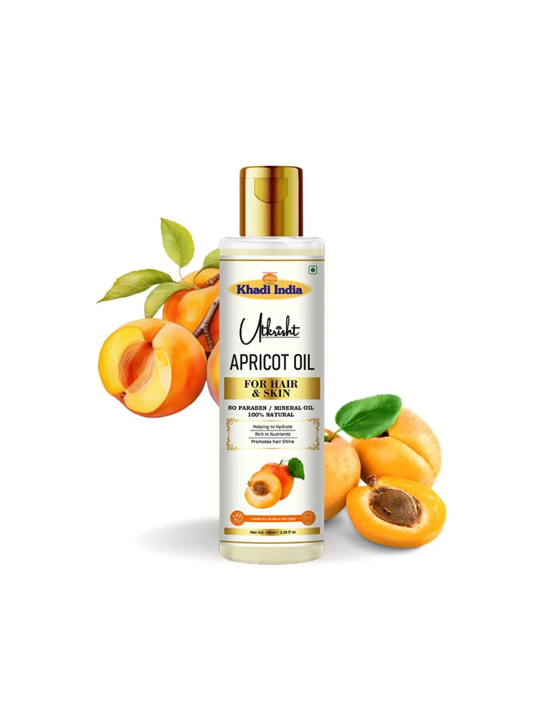 Utkrisht Khadi Apricot Oil For Skin & Hair | Pure & Natural Oil for Hair Growth, Strengthening & Scalp-100ML