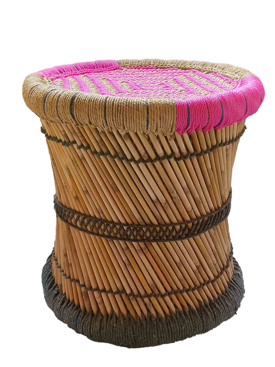 Handcrafted Moonj Elegant Full Muddha Pink - 43 cm X 43 cm X 40 cm