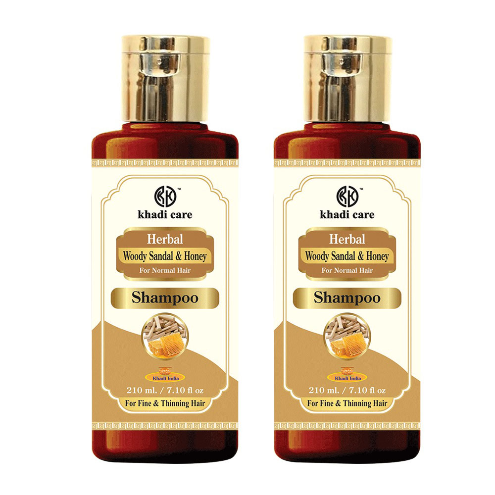 Khadi Care Herbal Woody Sandal & Honey Shampoo (210ml Each) Pack of 2