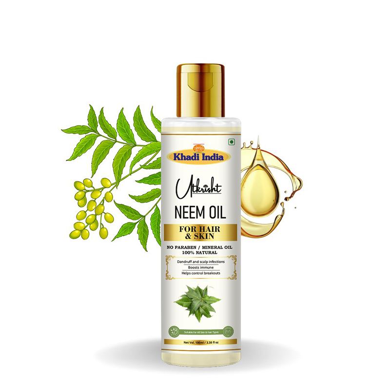 Utkrisht Khadi Neem Oil Herbal Anti-Aging Treatment for Radiant Skin and Strong Hair- 100ML