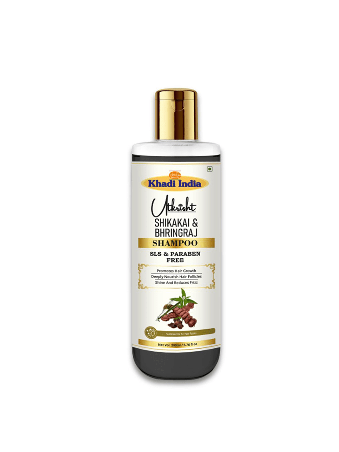 Utkrisht Khadi Shikakai & Bhringraj Shampoo for Dandruff, Hair fall & Itchy, Oily Scalp with SLS & Paraben Free- 200ML