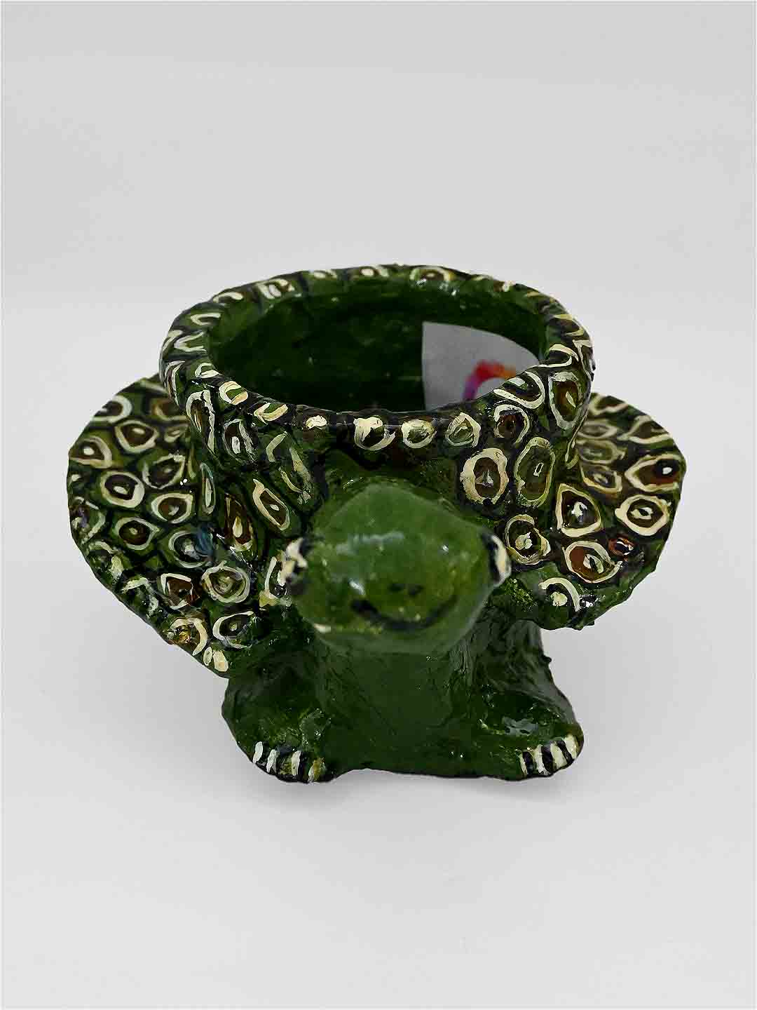 Handcrafted & Handpainted Paper Clay Turtle Lucky Charm Planter