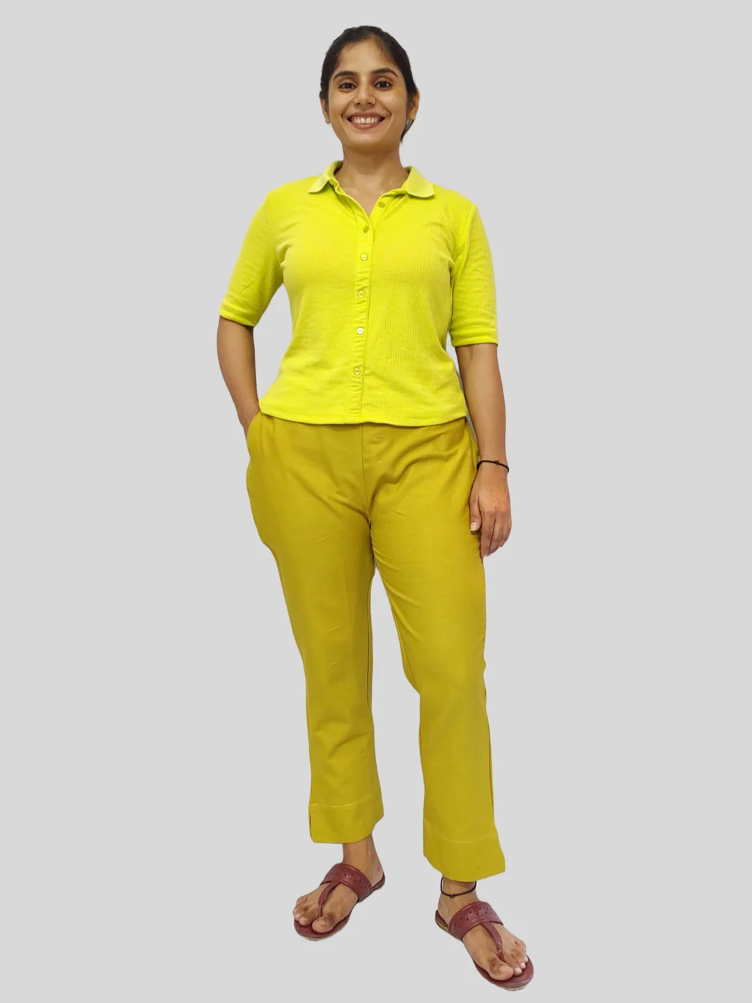 Women's Cotton Pant-Yellow