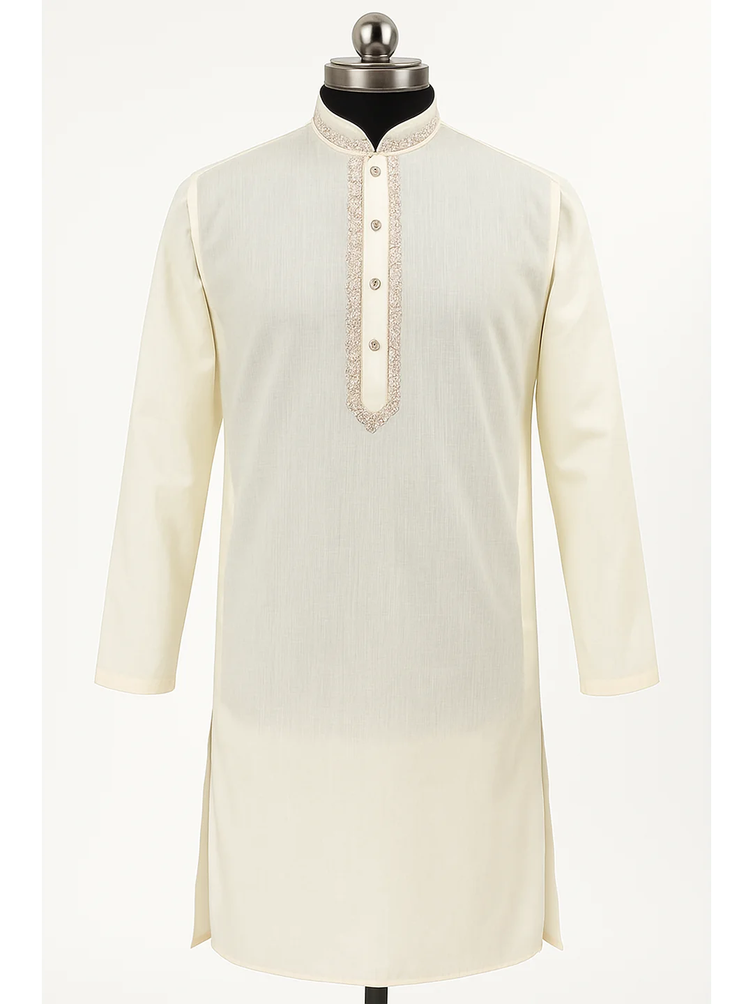 Khadi Cotton Embroidery Kurta-Cream (D2)