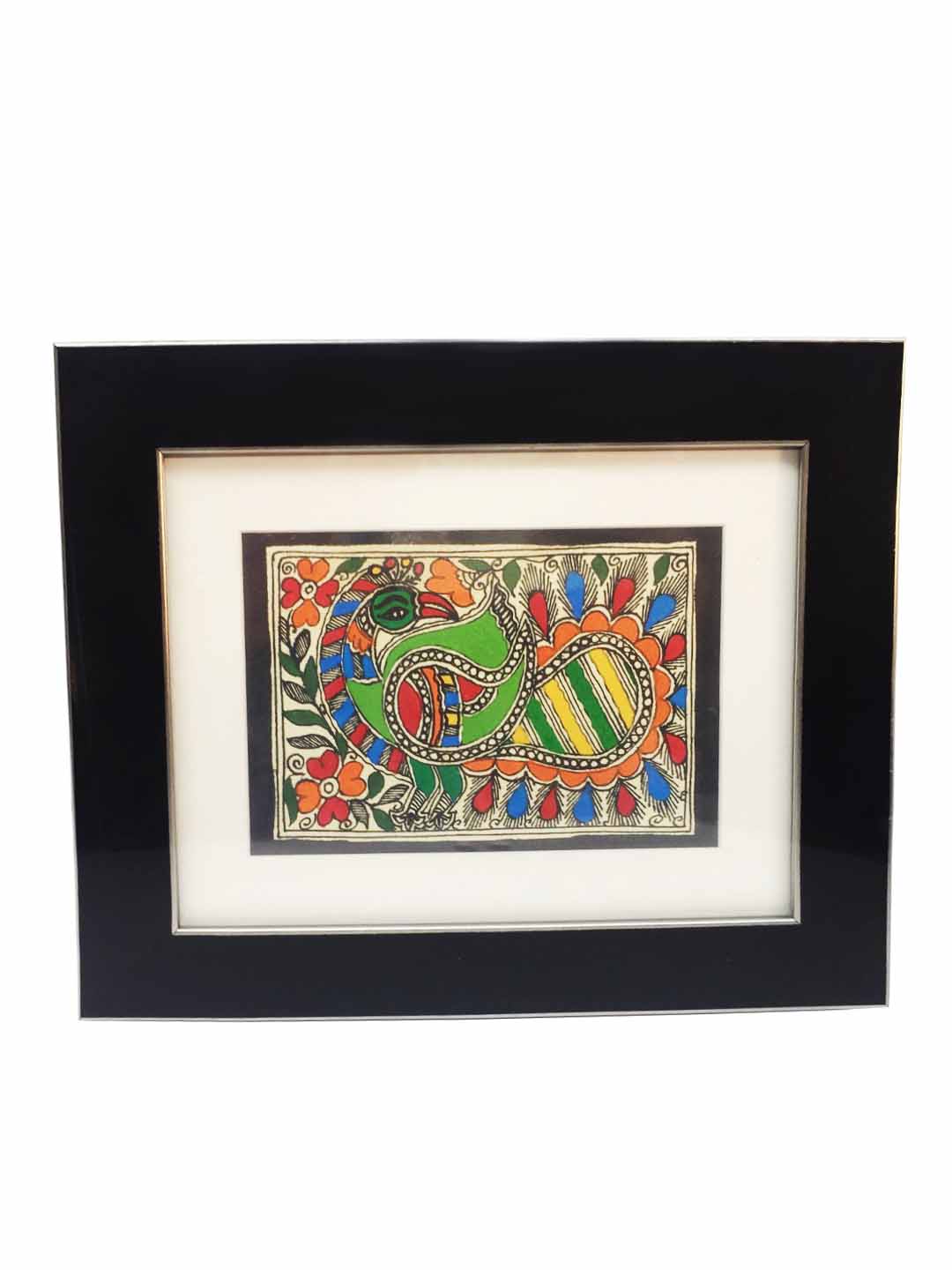 Madhubani Peacock Painting  with Fiberglass Framing