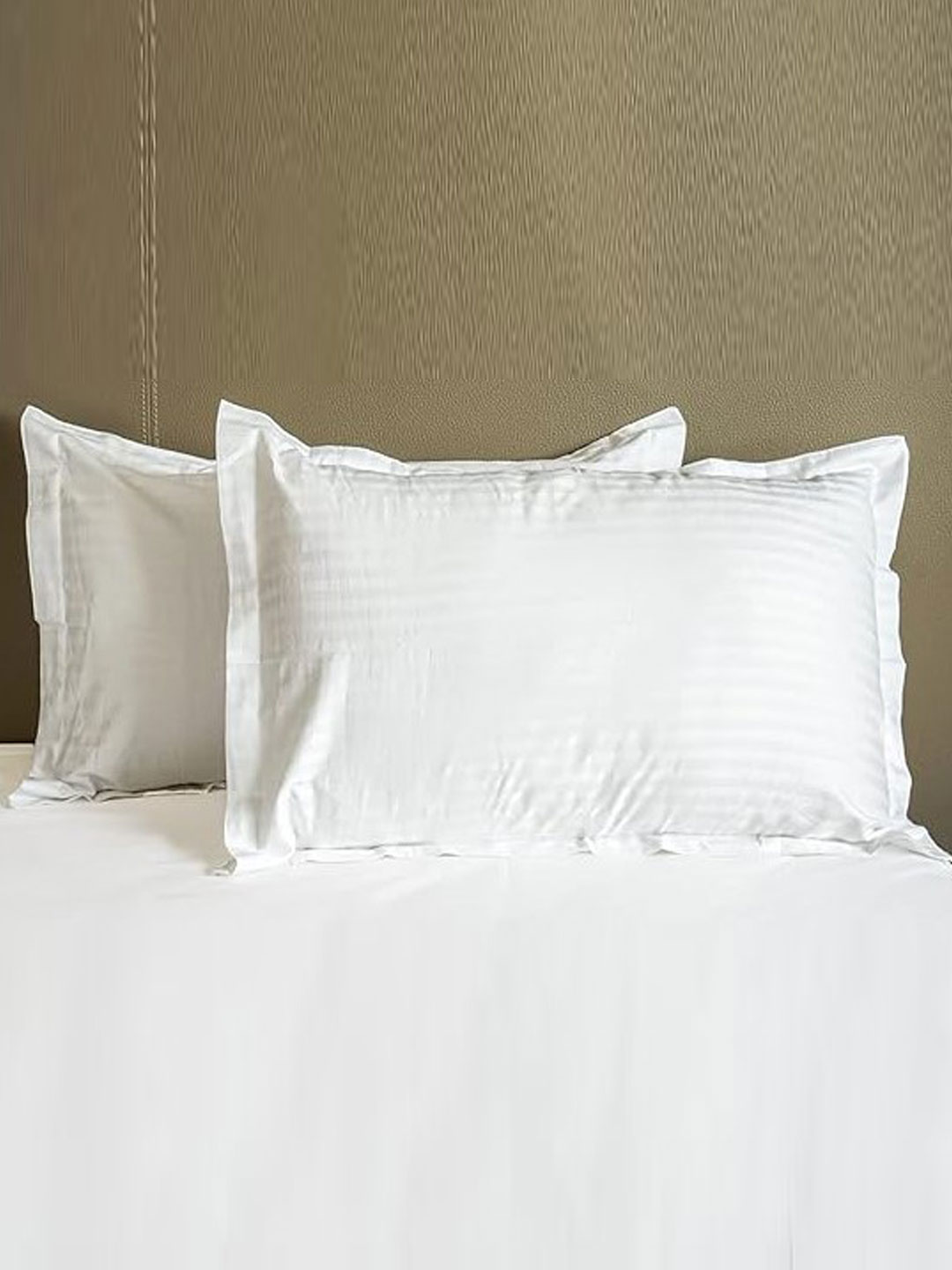 100% cotton Satin strip Pillow Covers-17 x 27- White