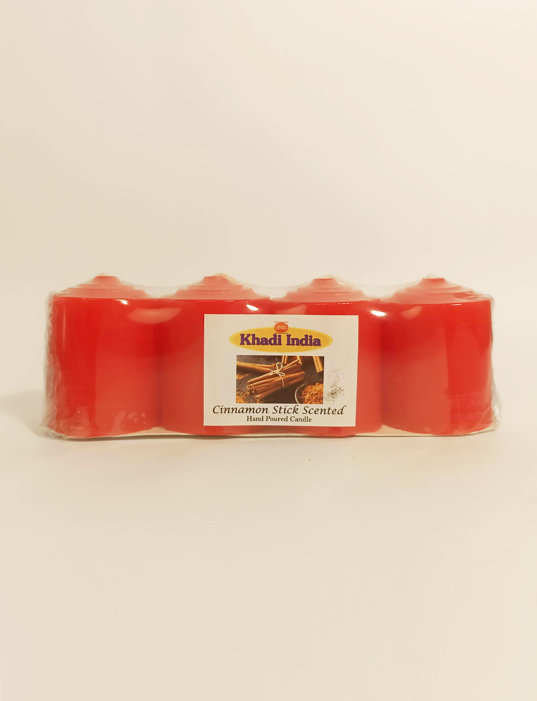 Khadi Handpourd Red Apple Cinnamon Scented Votive Wax Candle