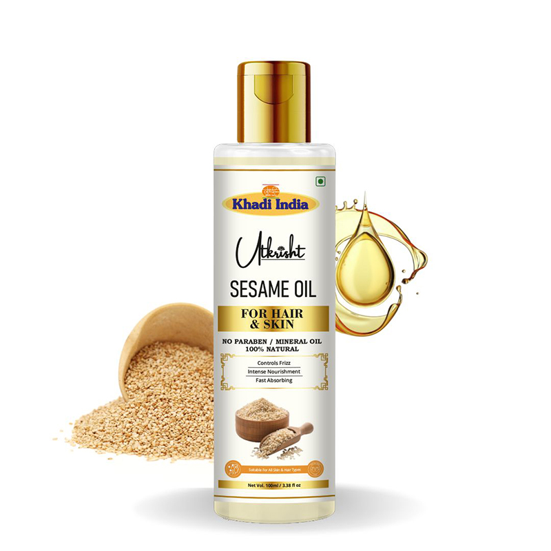 Utkrisht Khadi Organic Sesame Oil Deep Moisturizing Oil for Skin and Scalp Health- 100ML