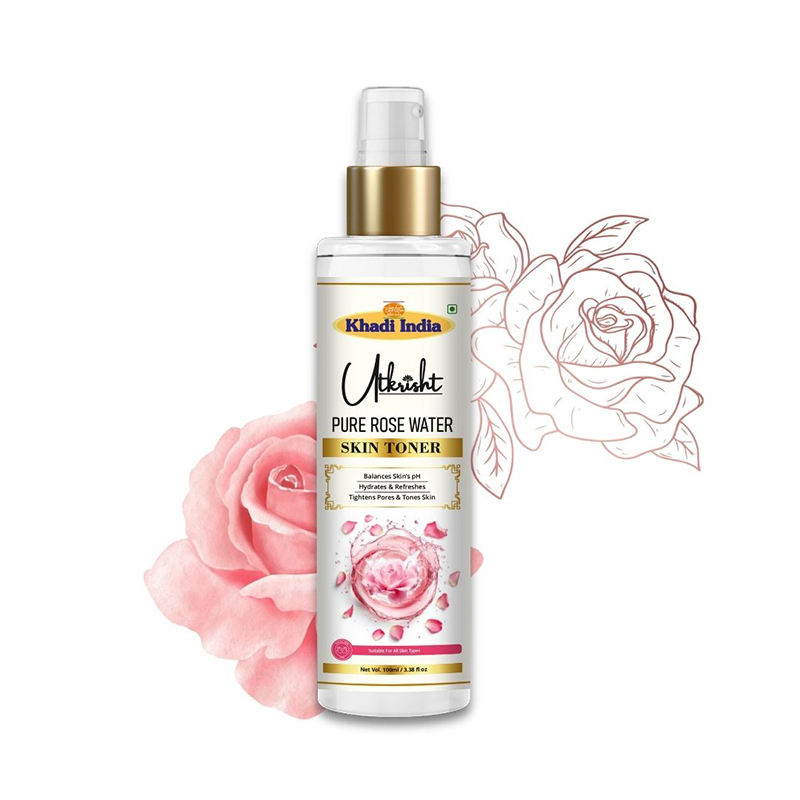 Utkrisht Khadi Pure Rose Water Skin and Face Toner Hydrating, Pores Tightening - 100ML