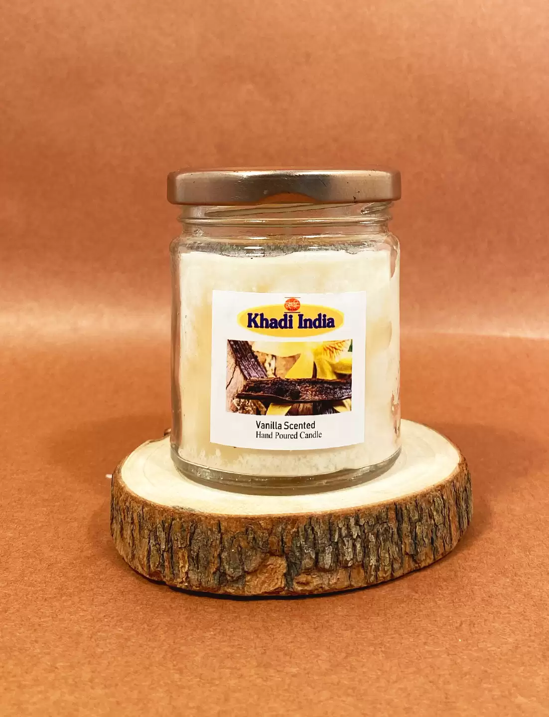 Khadi Handpourd Ivory Vanilla Scented Jar Wax Candle Salsa Jar
