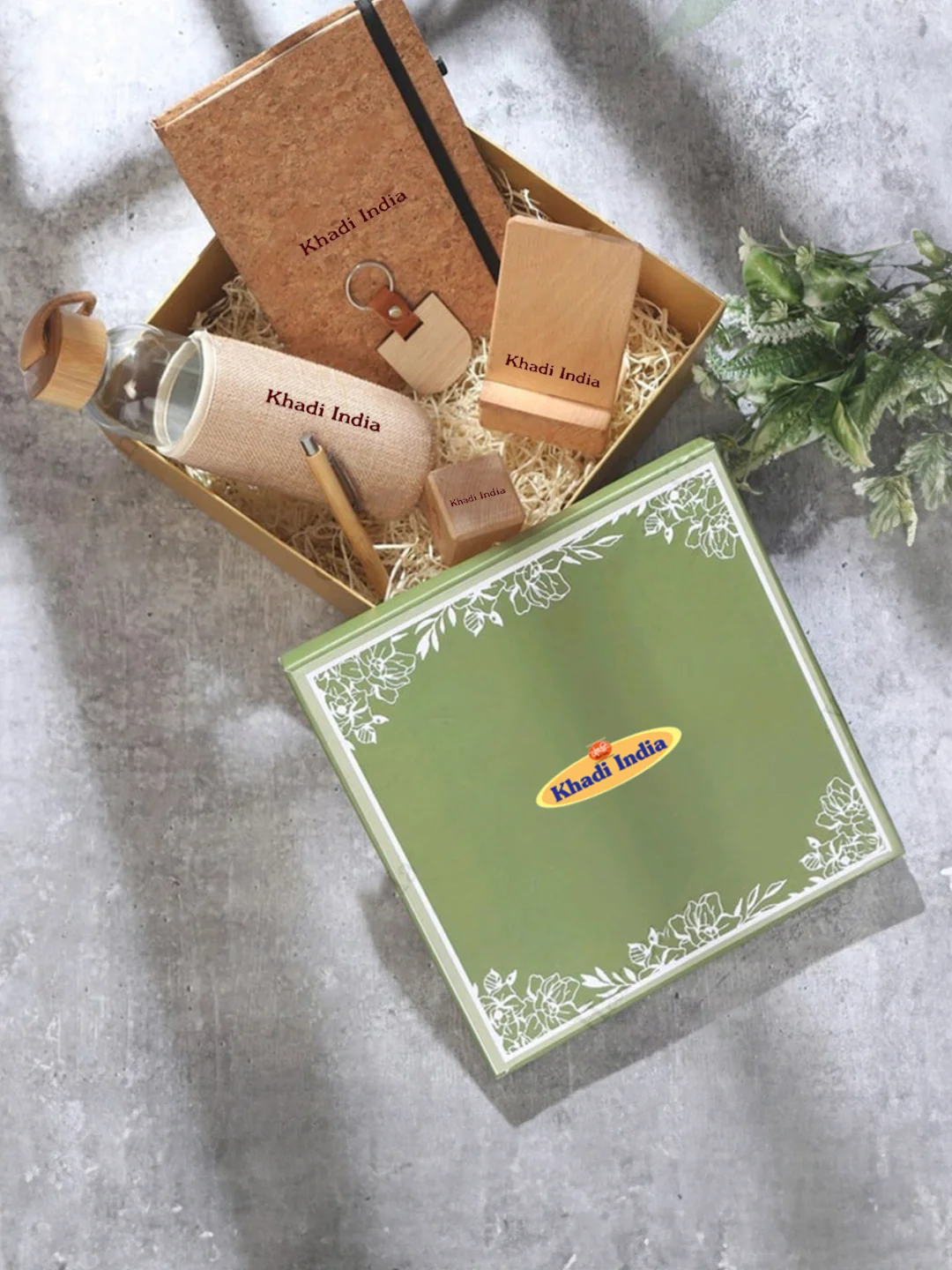 Eco Workspace Essential | Eco Friendly Gift Sets|Eco Workspace Essential|Key Ring|Bamboo Pen|Diary|Glass Bottles |Paper Weight