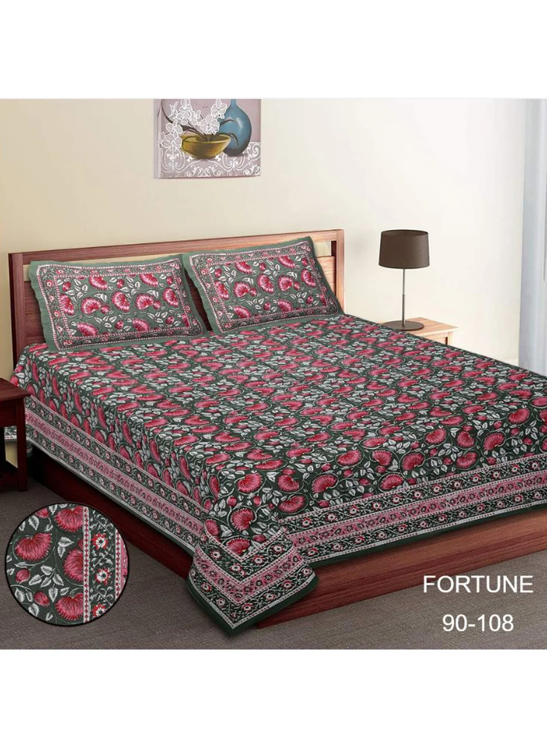 Premium Pure Cotton Bed Sheets-Pink,Size - 90 x 108 inches Pillow Cover - 18x27 inches