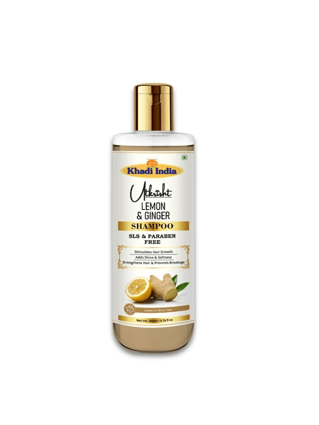 Utkrisht Khadi Lemon & Ginger Shampoo for Strong, Healthy Hair with SLS and Paraben Free - 200Ml