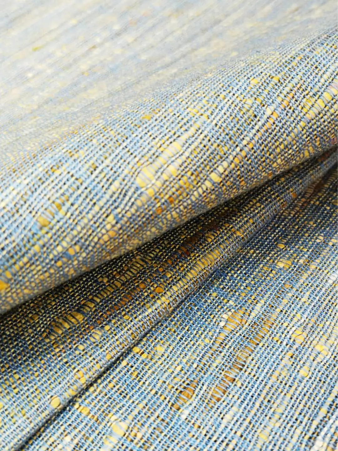 BLUE/ YELLOW GICCHA SILK FABRIC-(44inch)