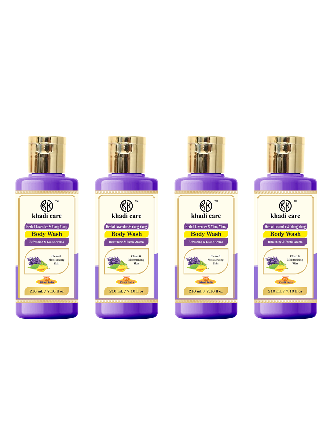 Khadi Care Herbal Lavender & Ylang Ylang Body Wash (210ml Each) Pack of 4