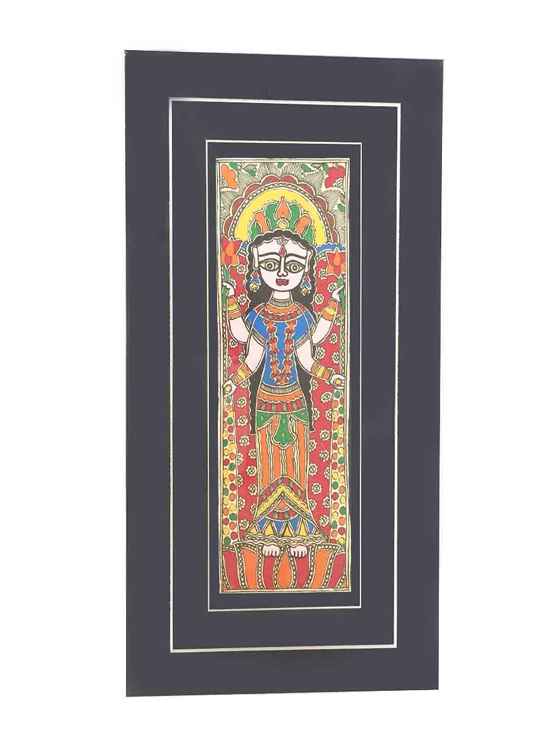 Maa Laxmi- Handmade Madhubani Painting With Fiberglass Framing