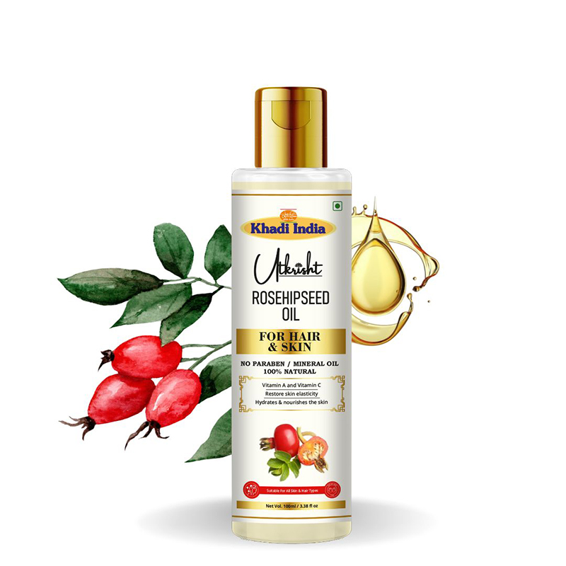 Utkrisht Khadi Rosehip Oil - Anti-Aging Miracle for Youthful Skin and Hair Health- 100ML