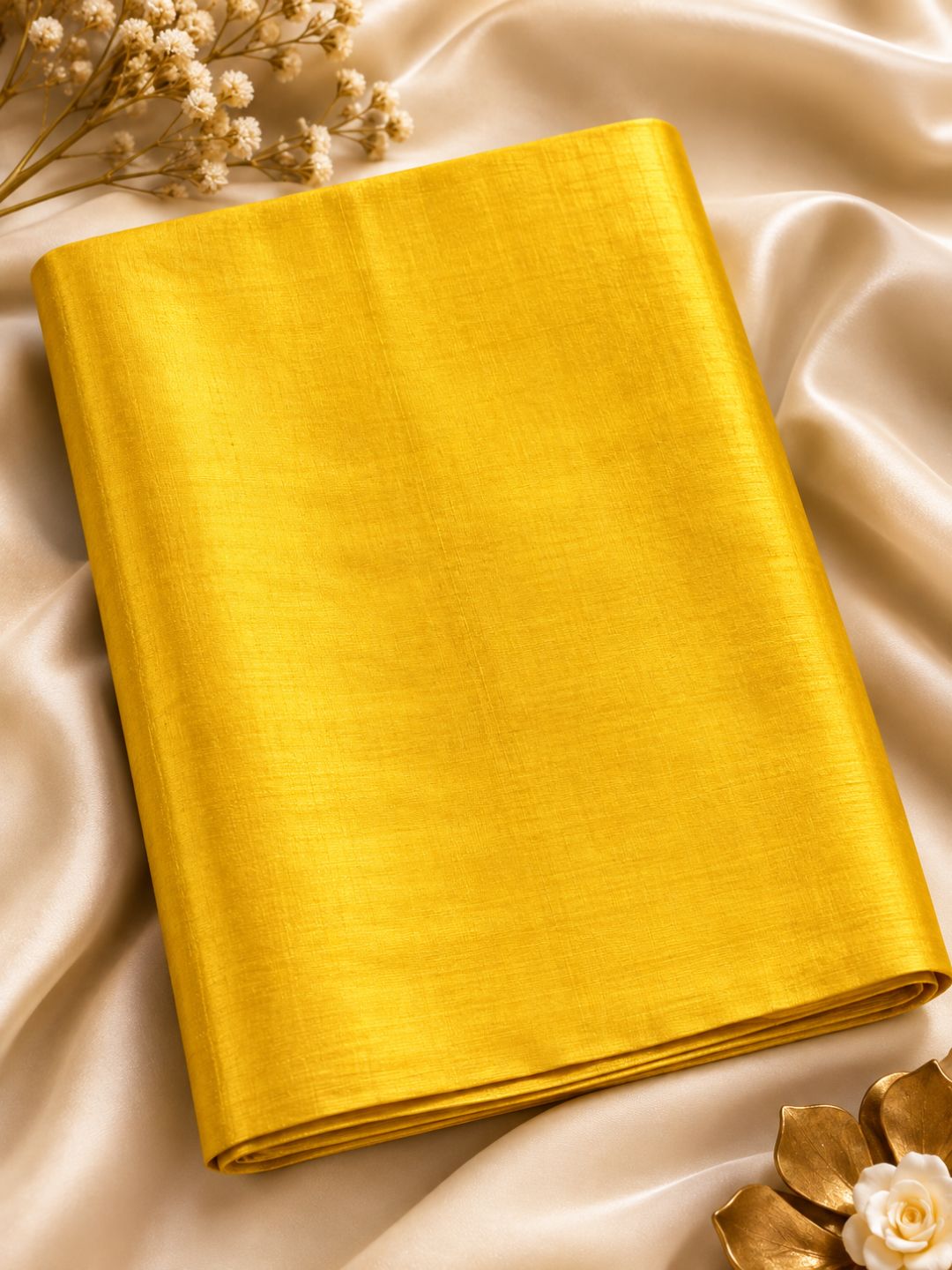 Resham Katiya Silk Handloom Fabric – Sunshine Gold (44 Inch Width)