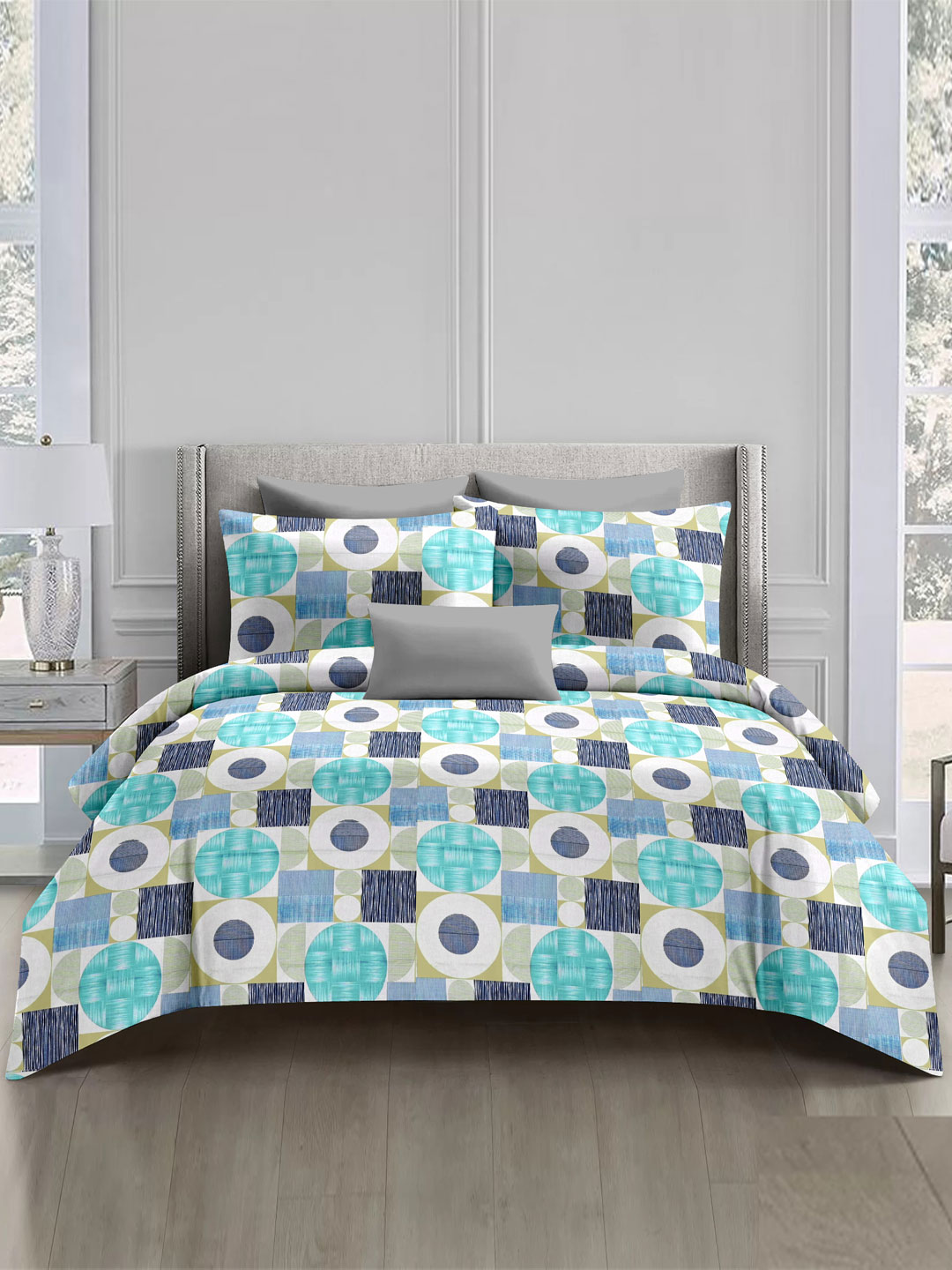 100% Cotton Bedsheet Sateen weave-Blue-100x108