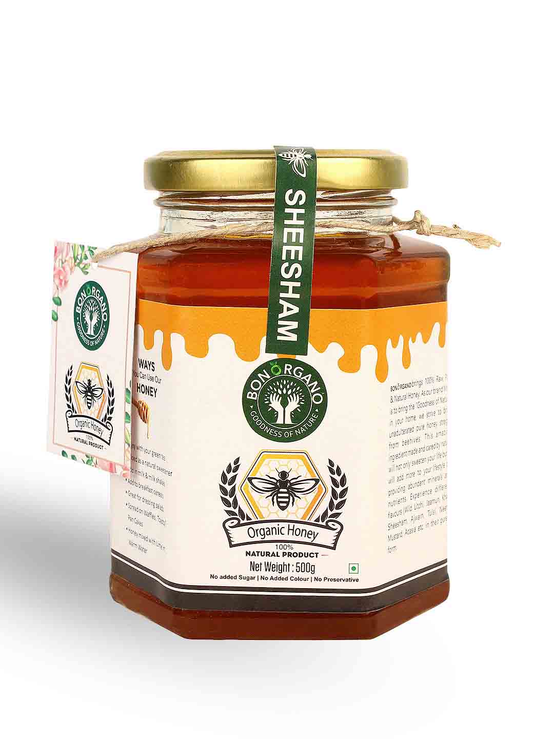 Bon Organo Sheesham Natural Honey Raw & Organic - 500 gm