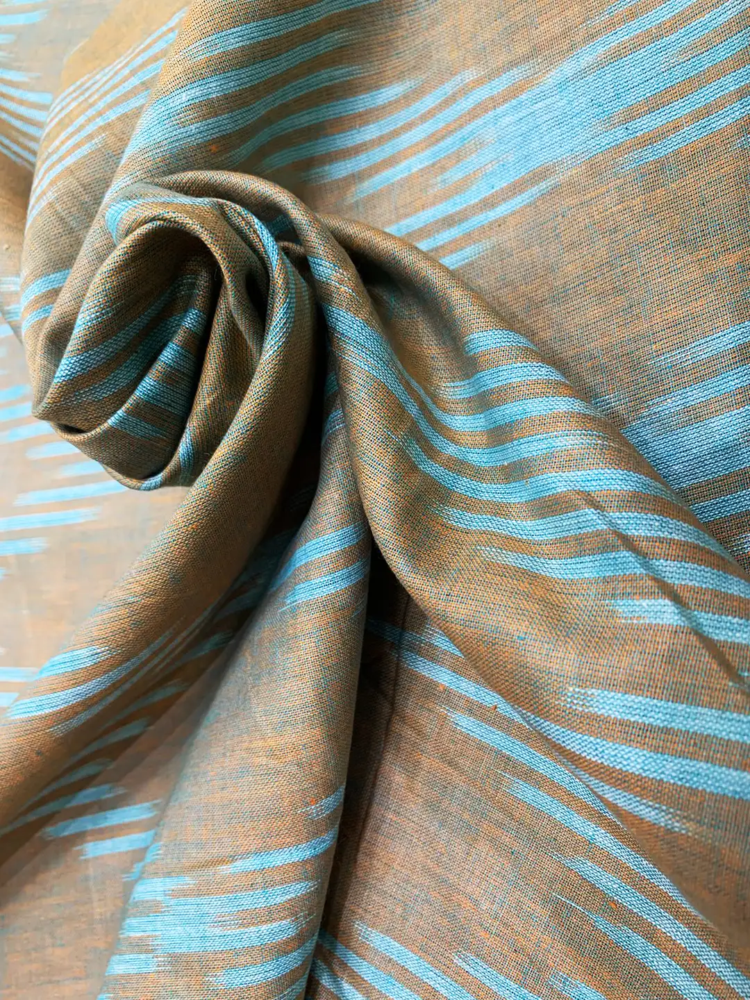 KHADI FABRICS OLIVE- IKAT-(44inch)