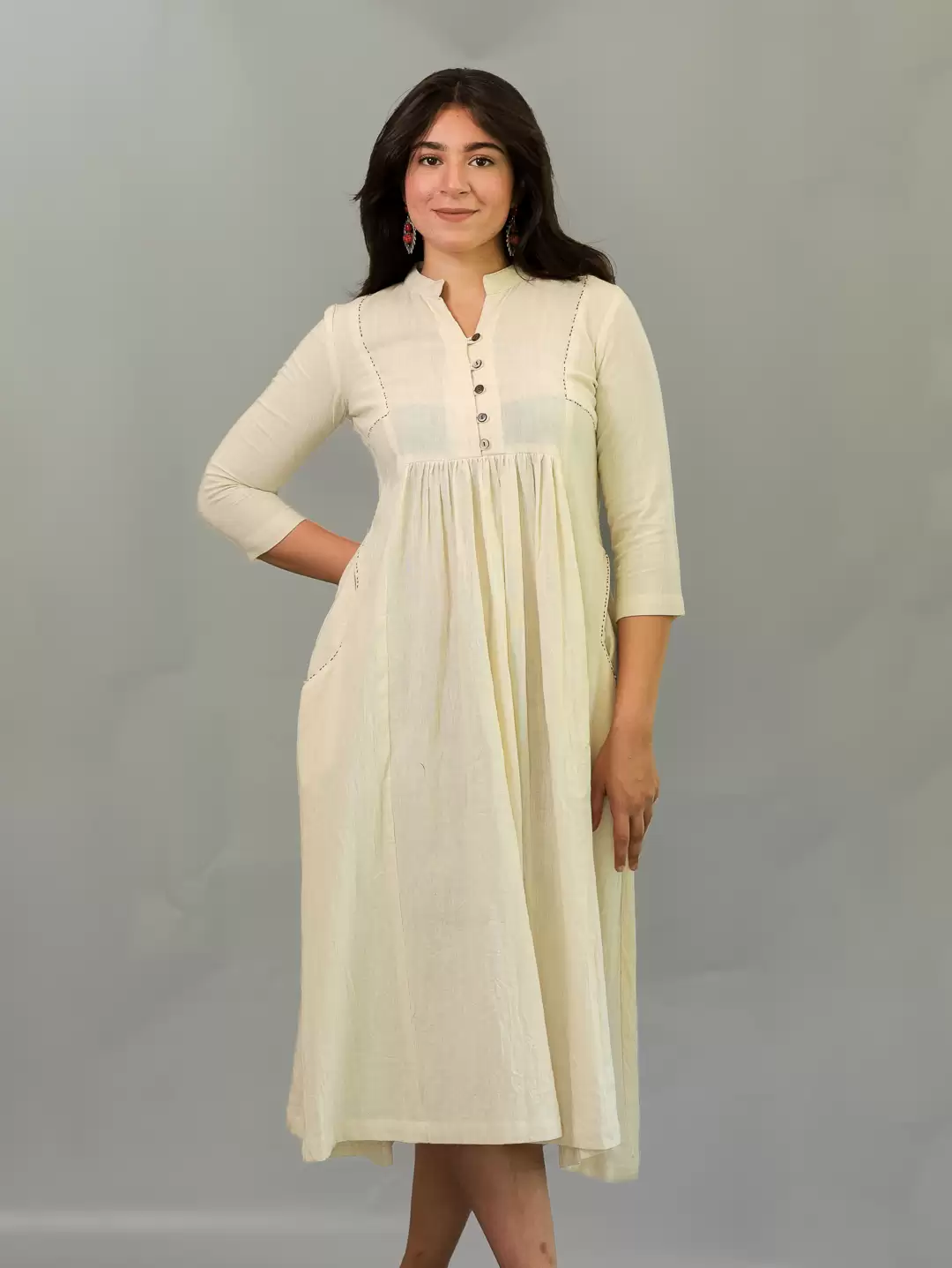 MORALFIBRE OFFWHITE PEARL STRING DRESS