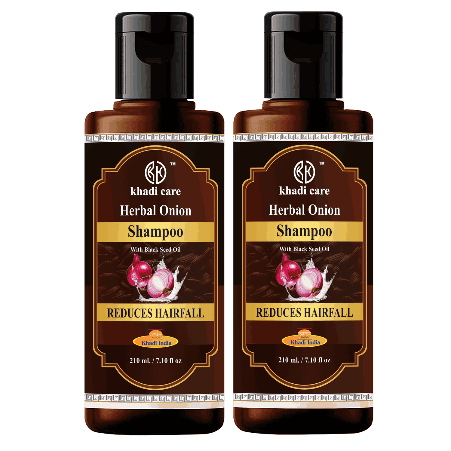 Khadi Care Herbal Onion Shampoo With Black Seed Oil (210ml Each) Pack of 2