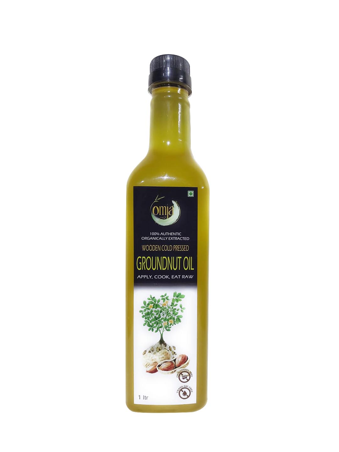 Khadi Wooden Cold Pressed Groundnut Oil by Omja-1 Ltr (910gm)