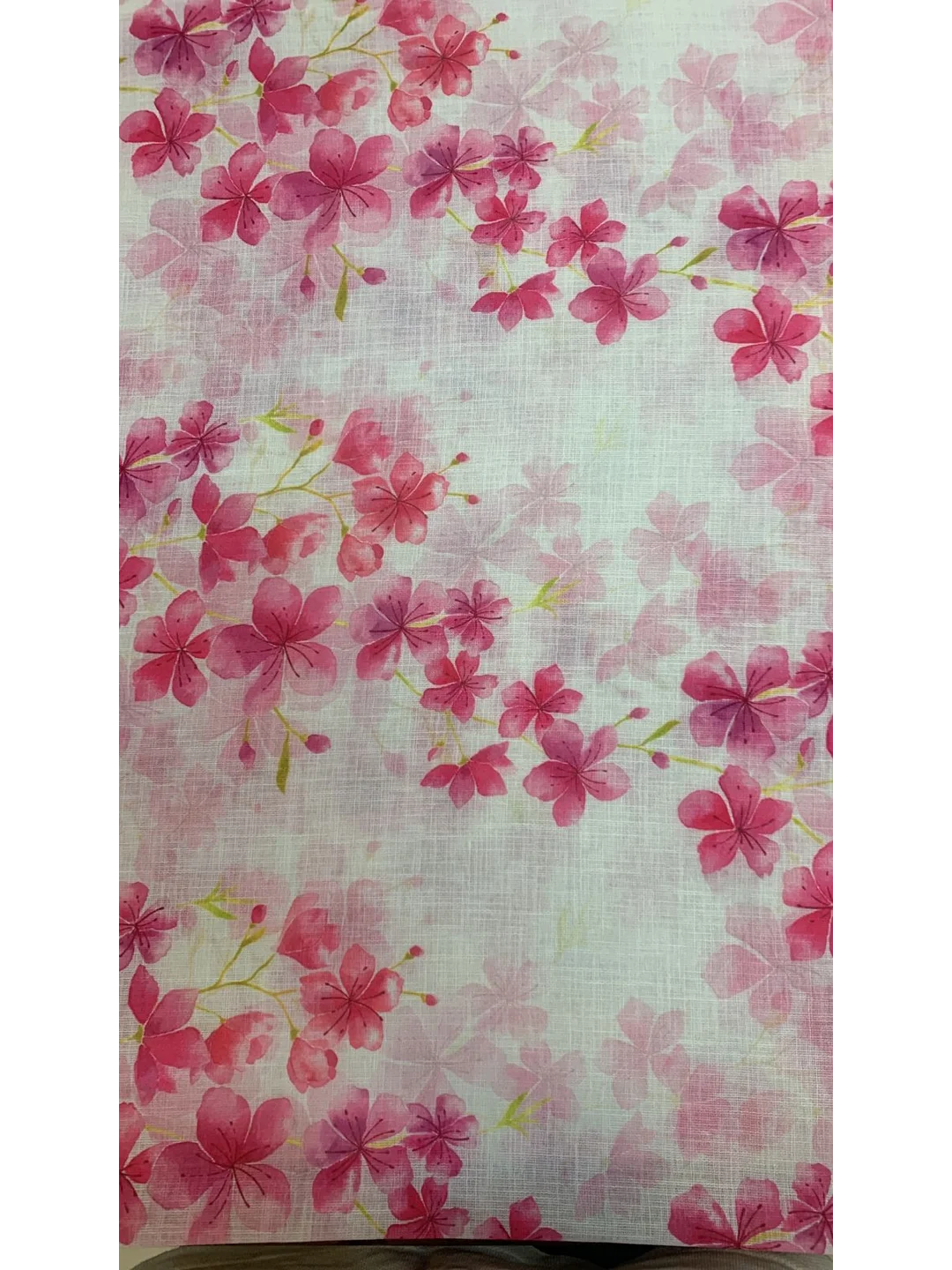 PURE SOFT COTTON OFF-WHITE WITH PINK FLORAL PRINT FABRIC D-238