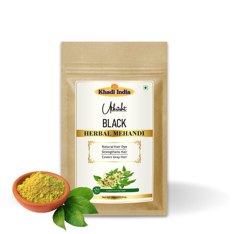 Utkrisht Khadi Black Herbal Mehandi for Natural Hair Color - 100GM