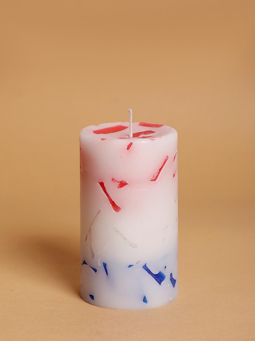 Sandalwood Scented Hand Poured Pillar Candle - Multi Chunk