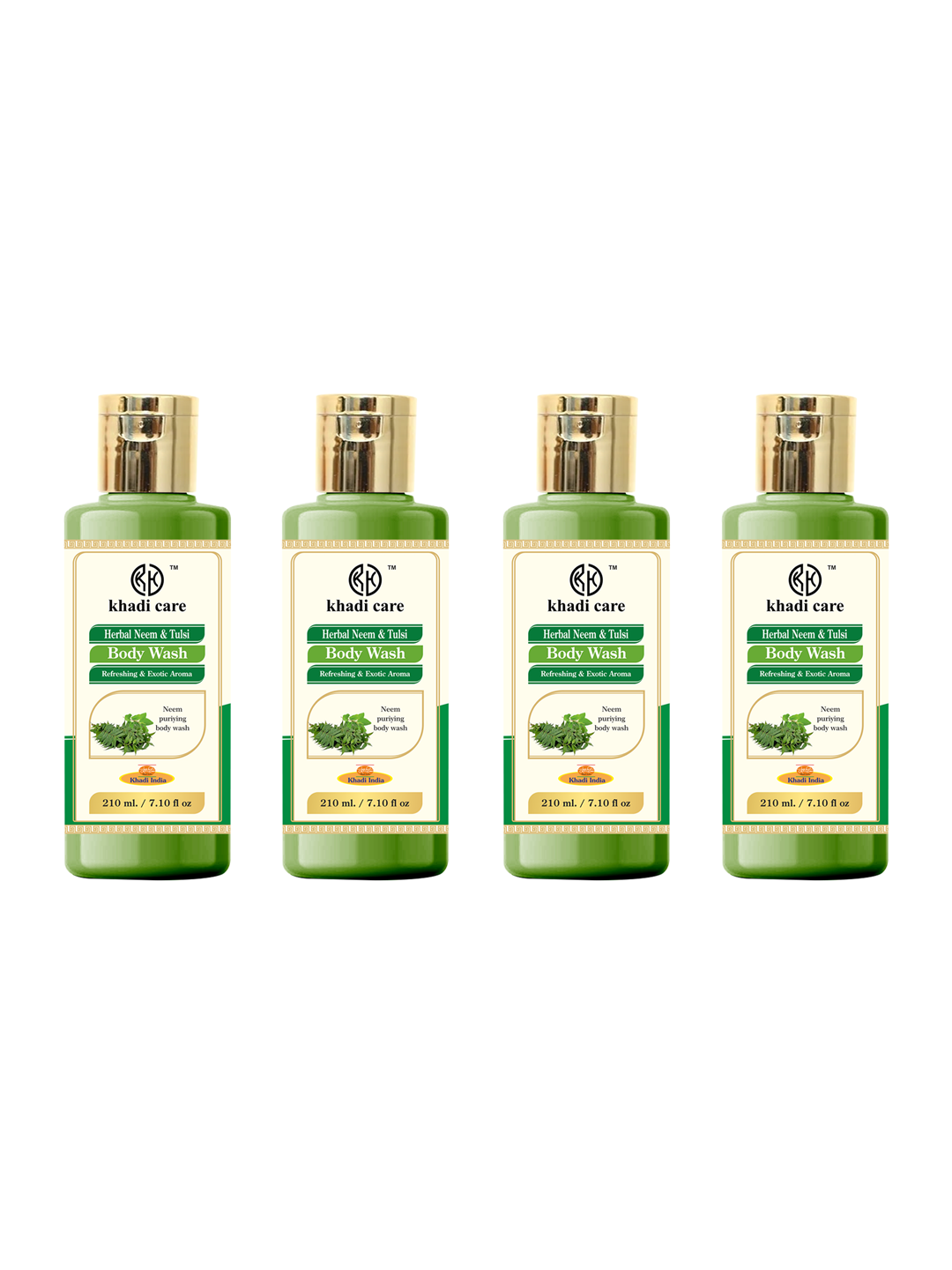Khadi Care Herbal Neem & Tulsi Body Wash (210ml Each) Pack of 4