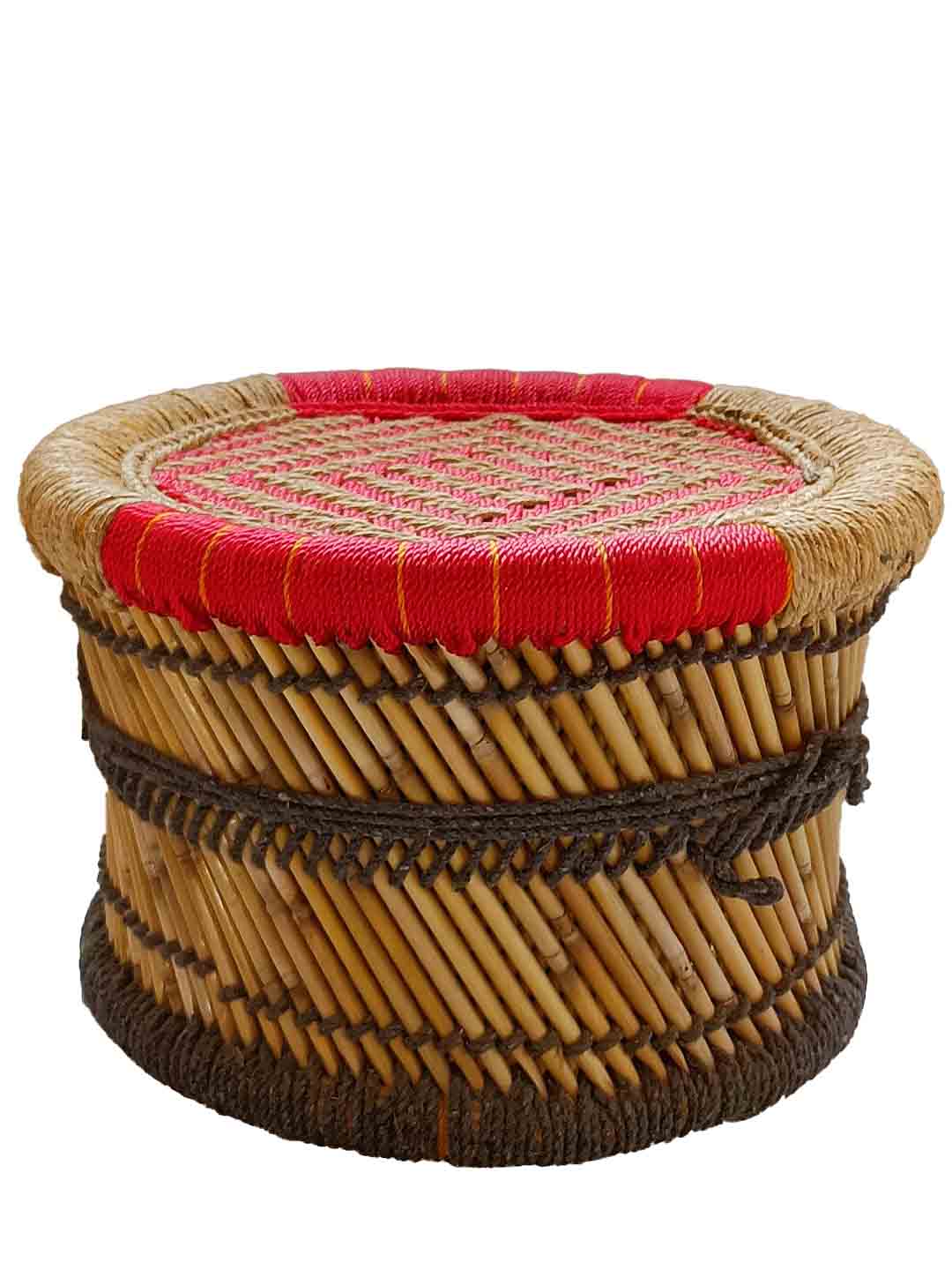 Handcrafted Moonj Muddha Half Size Red 35 cm X 35 cm X 28 cm