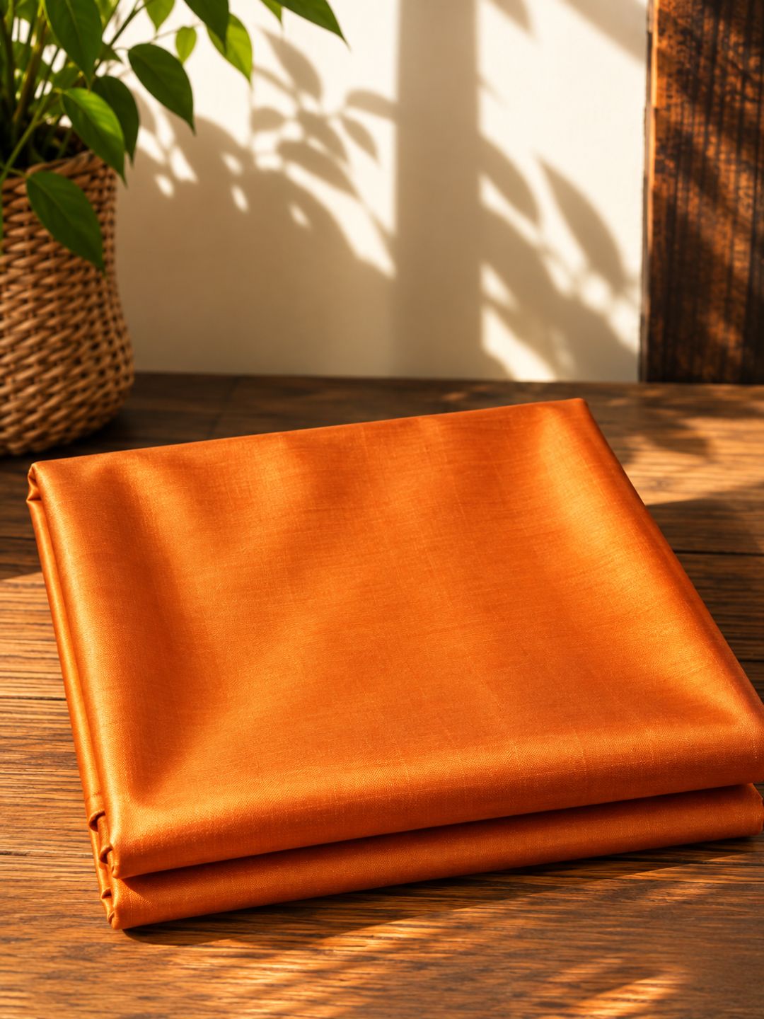 Mulberry Paper Silk Garad Handloom Fabric – Orange (44 Inch Width)