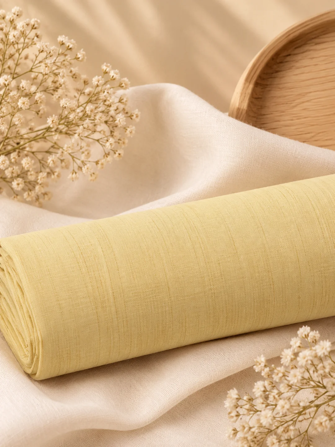 Khadi Cotton Lemon Yellow Fabric – 44 Inch Width Handloom Fabric
