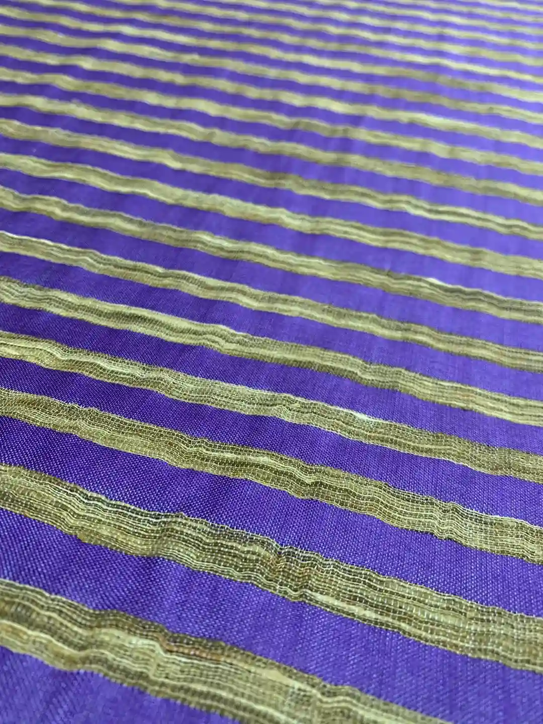 JUTE COTTON-DARK BLUE WITH THICK GOLDEN STRIPE-Width-44inch(DESIGN-173)