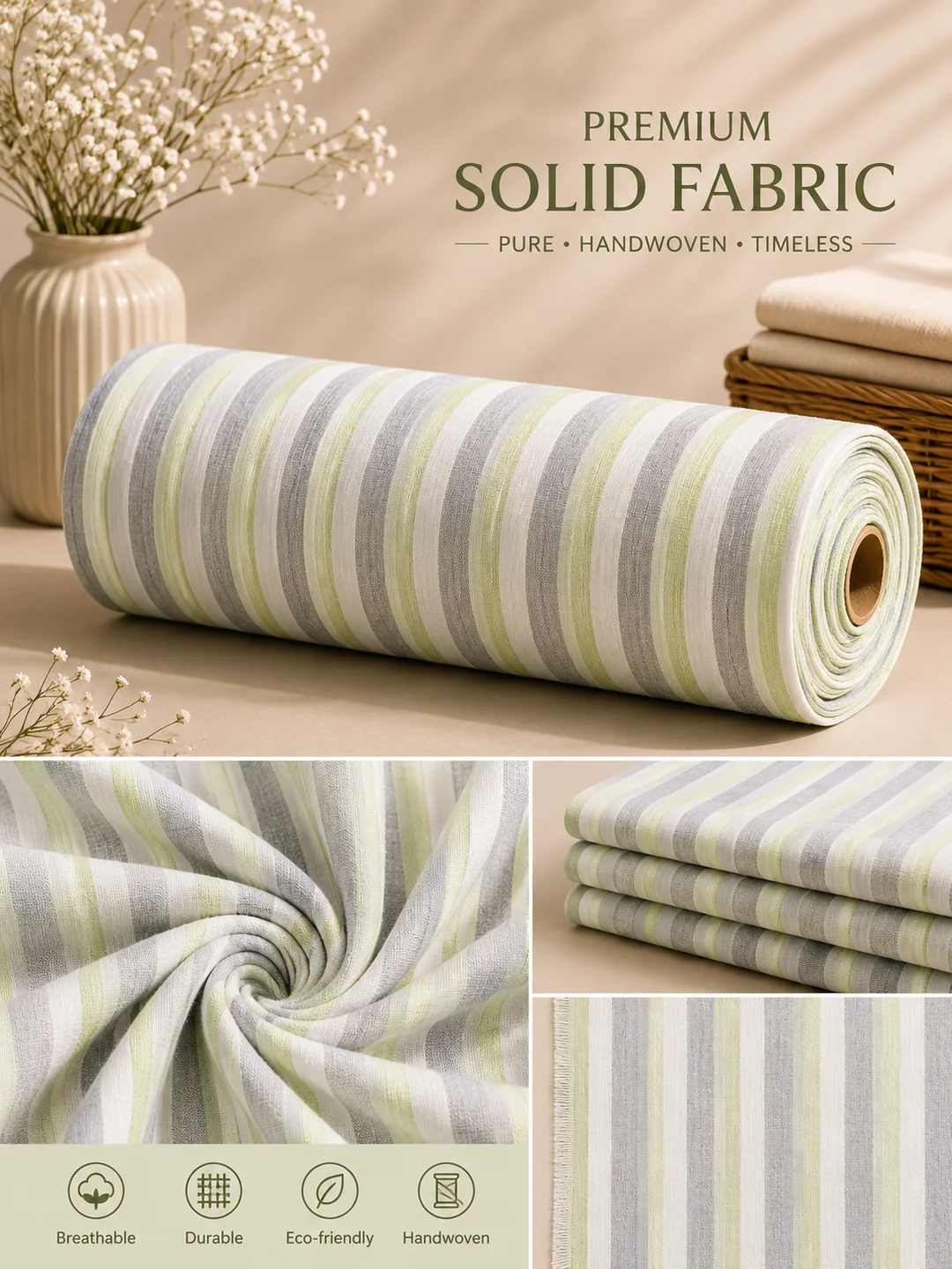 Khadi Cotton Light Grey Fabric – 44 Inch Width Handloom Fabric