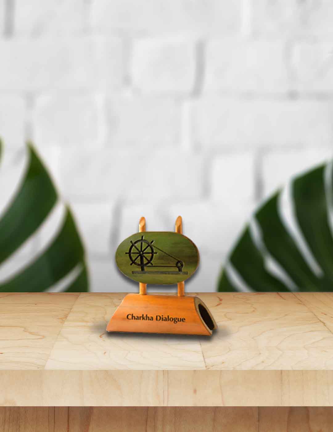 Bamboo Memento with Carved Charkha