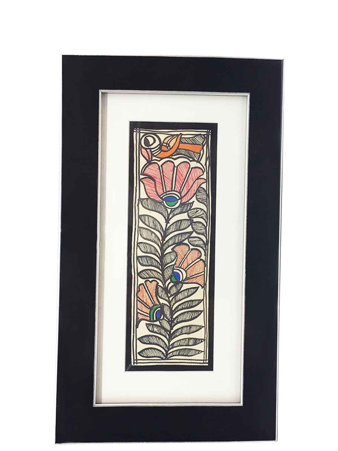 Madhubani Painting With Fiberglass Frame - Flower