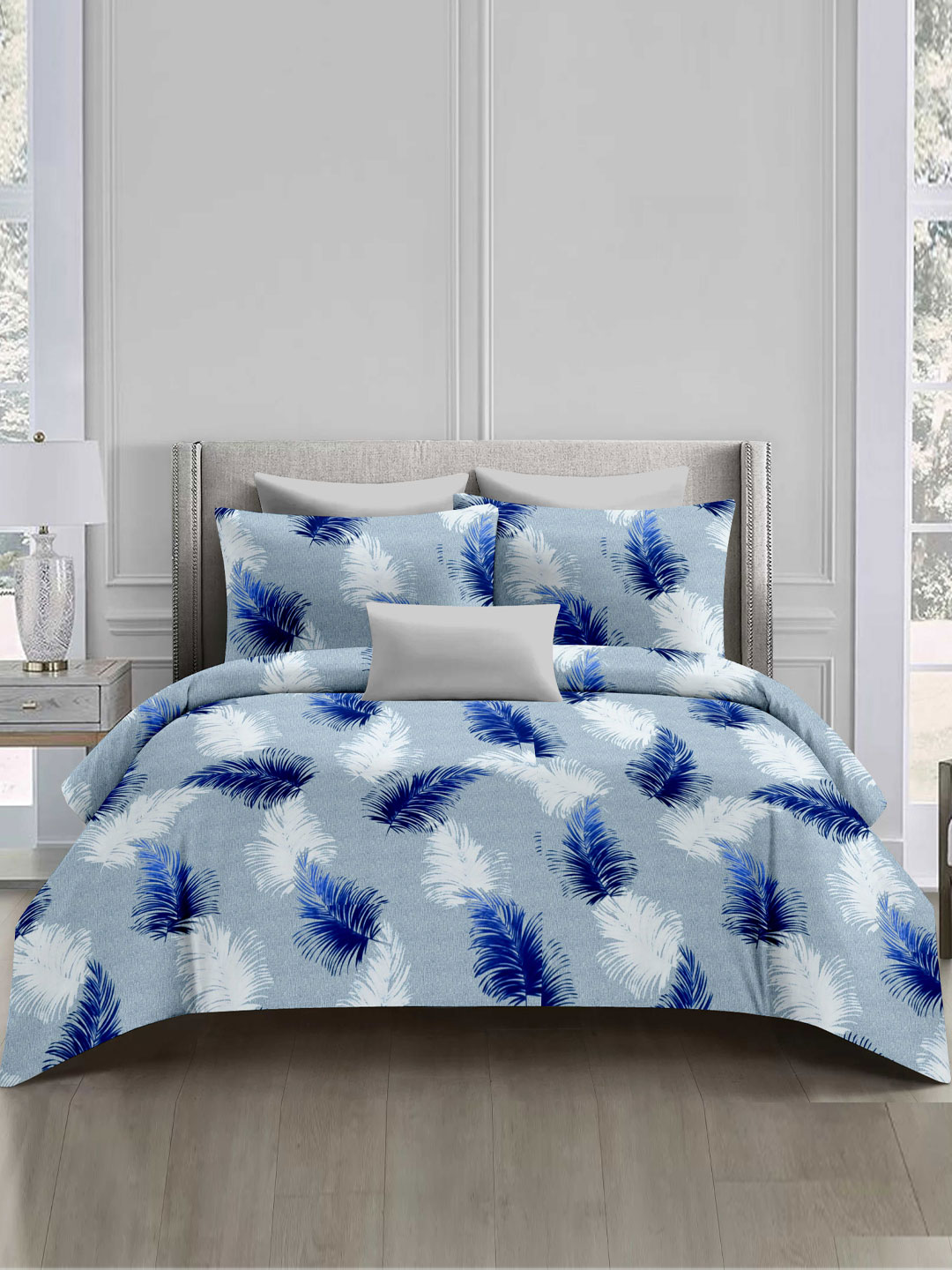 100% Cotton Bedsheet Sateen weave-Blue-100x108