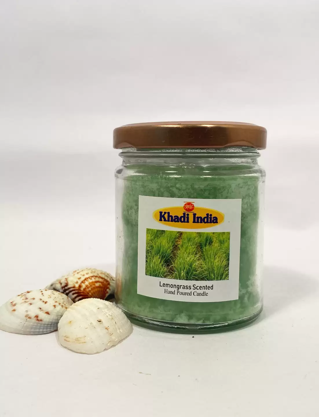 Khadi Handpourd Green Lemongrass Scented Jar Wax Candle Salsa Jar