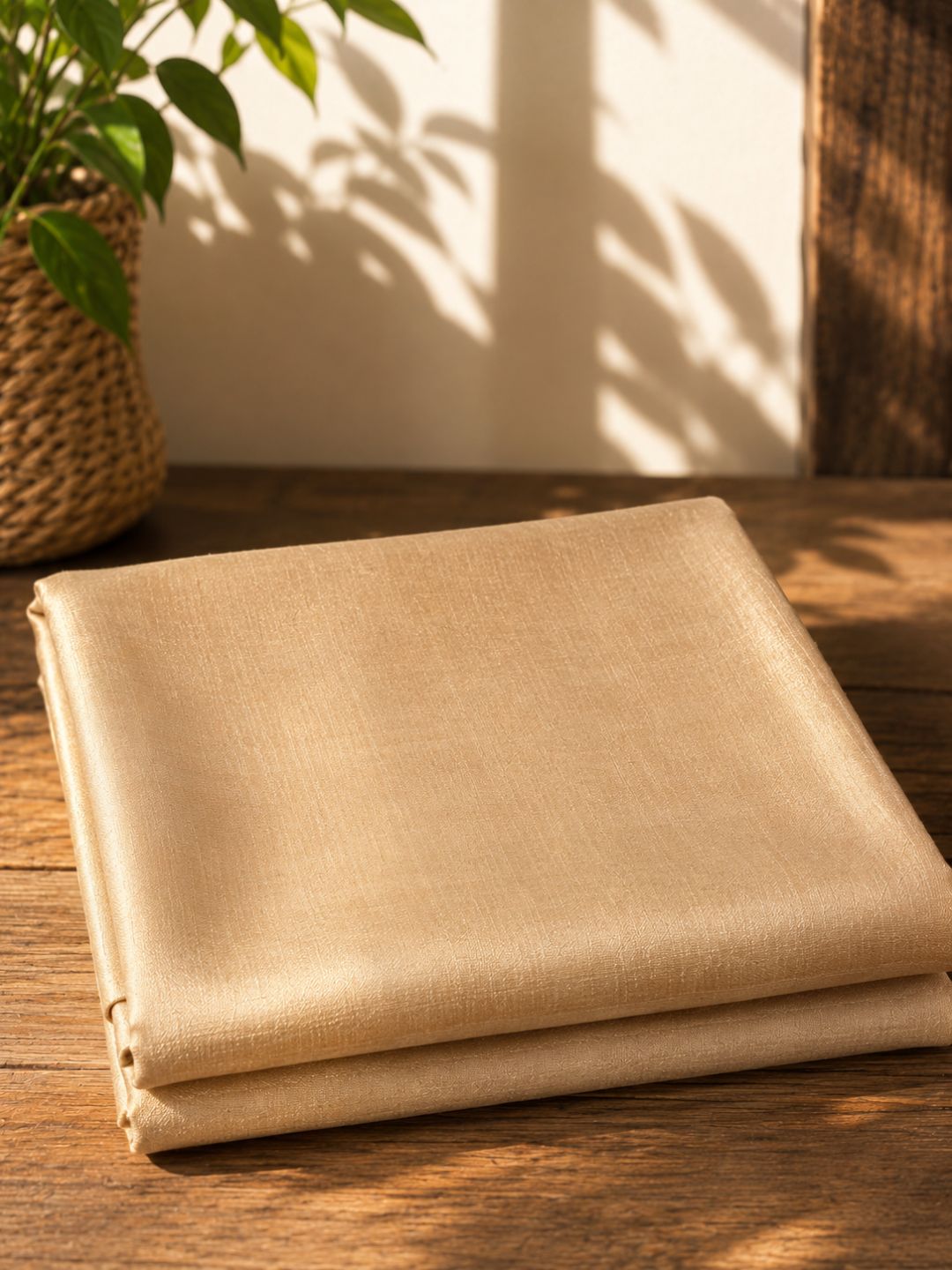 Desi Resham Matka Silk Handloom Fabric – Beige Gold (44 Inch Width)
