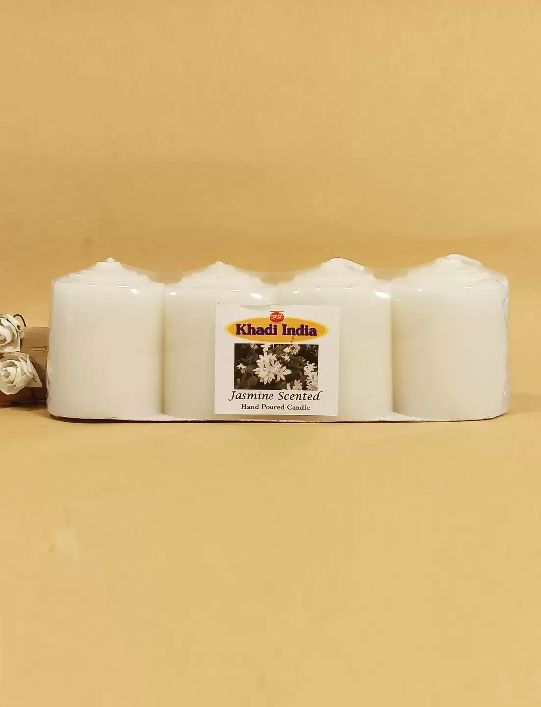 Khadi Handpourd White Night Blooming Jasmine  Scented Votive Wax Candle