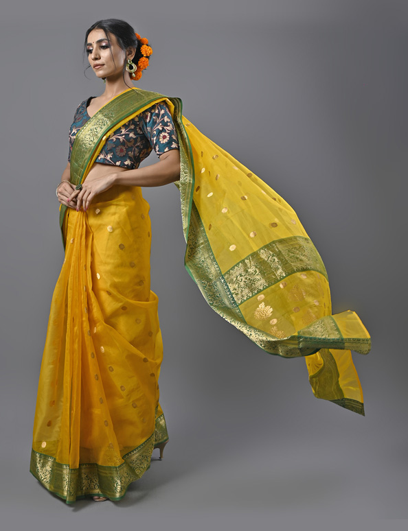Bright Yellow Chanderi Saree